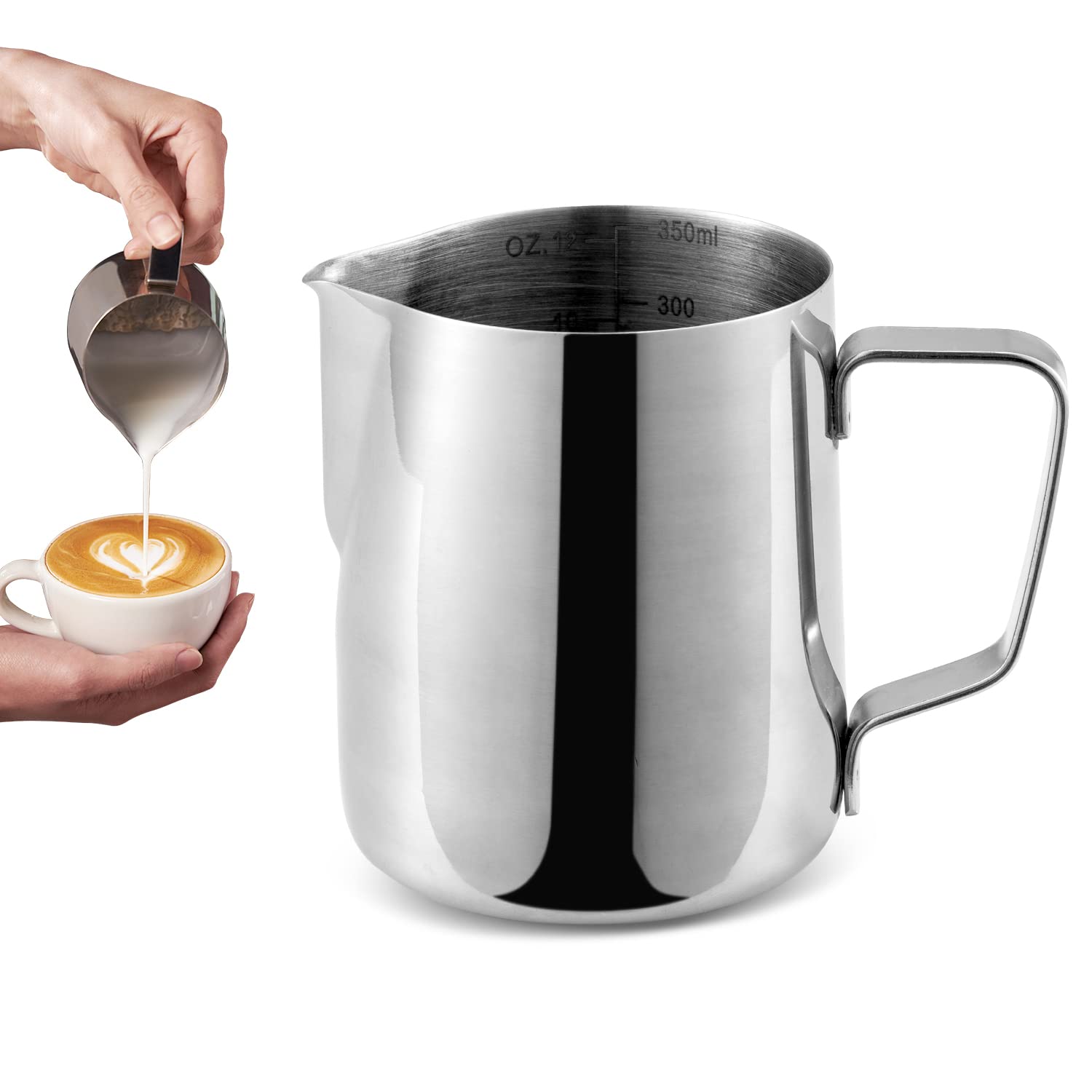Amazon.com: Neretva Milk Frothing Pitcher 12 oz, Hand Held Frother